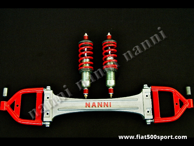 Art. 0479A - Sospensione Fiat 500 Fiat 126 anteriore uso competizione con bracci oscillanti. Tutto prodotto in Italia. - Sospensione Fiat 500 Fiat 126 anteriore con bracci oscillanti per uso competizione. Sono disponibili delle molle più dure con un sovrapprezzo di € 9,00. Gli ammortizzatori inoltre sono regolabili nella taratura. Kit completo prodotto in Italia. (Non in Cina).
