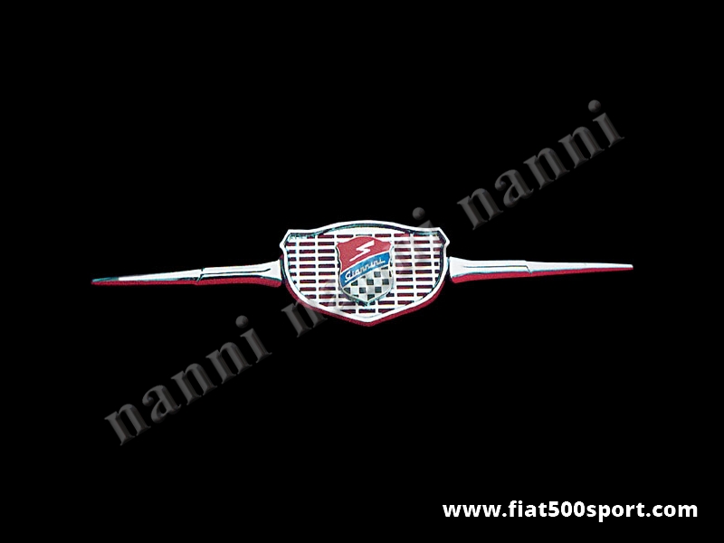 Mascherina Fiat 500 Fiat 126 Giannini originale con stemma e baffi laterali  (in alluminio cromato)